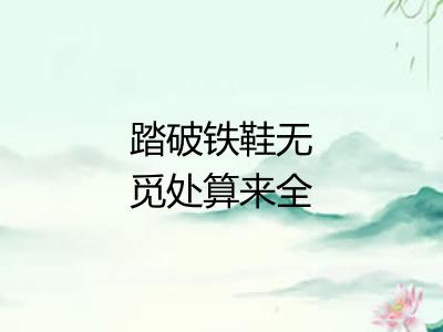 踏破铁鞋无觅处算来全不费工夫 踏破铁鞋无觅处算来全不费工夫
