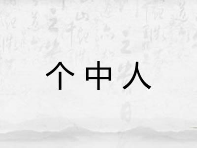 个中人 个中人