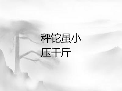 秤铊虽小压千斤