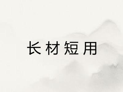 长材短用
