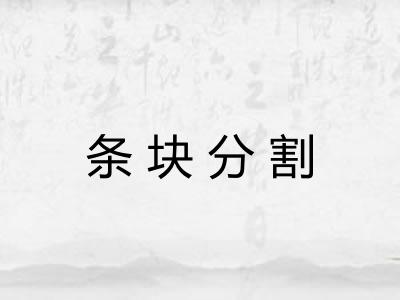 条块分割 条块分割