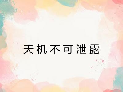 天机不可泄露