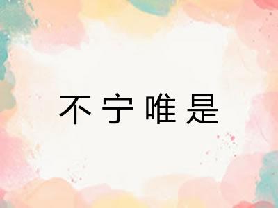 不宁唯是 不宁唯是