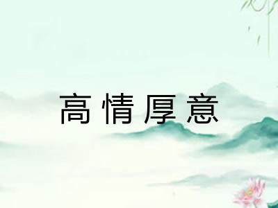 高情厚意 高情厚意